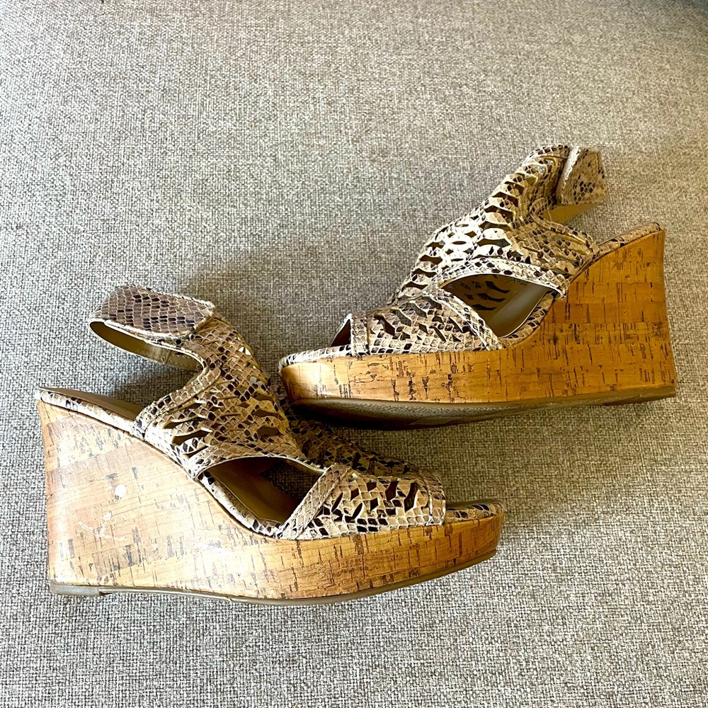 Snakeskin Print Wedges